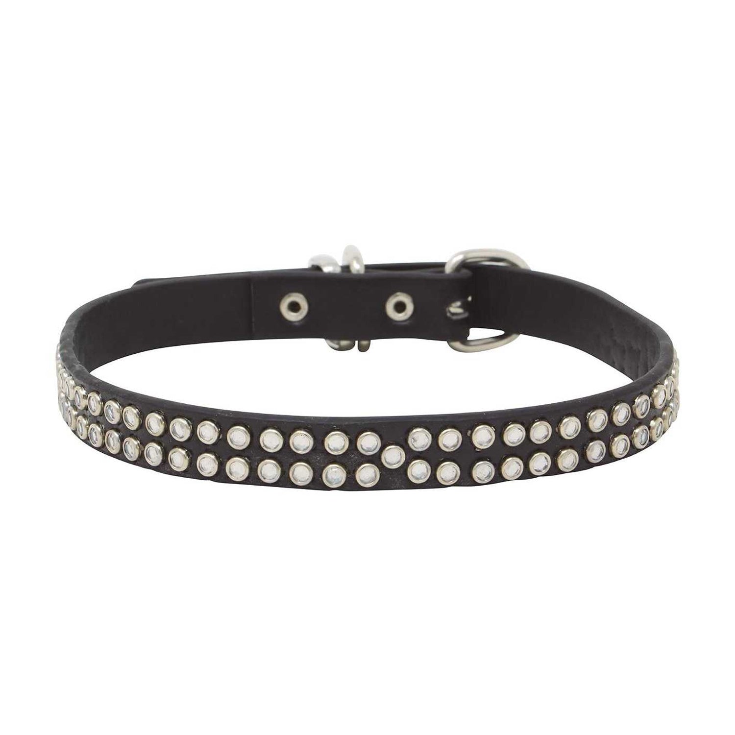 Black-Silver - Front - Fiestas Guirca Punk Faux Leather Diamond Necklace