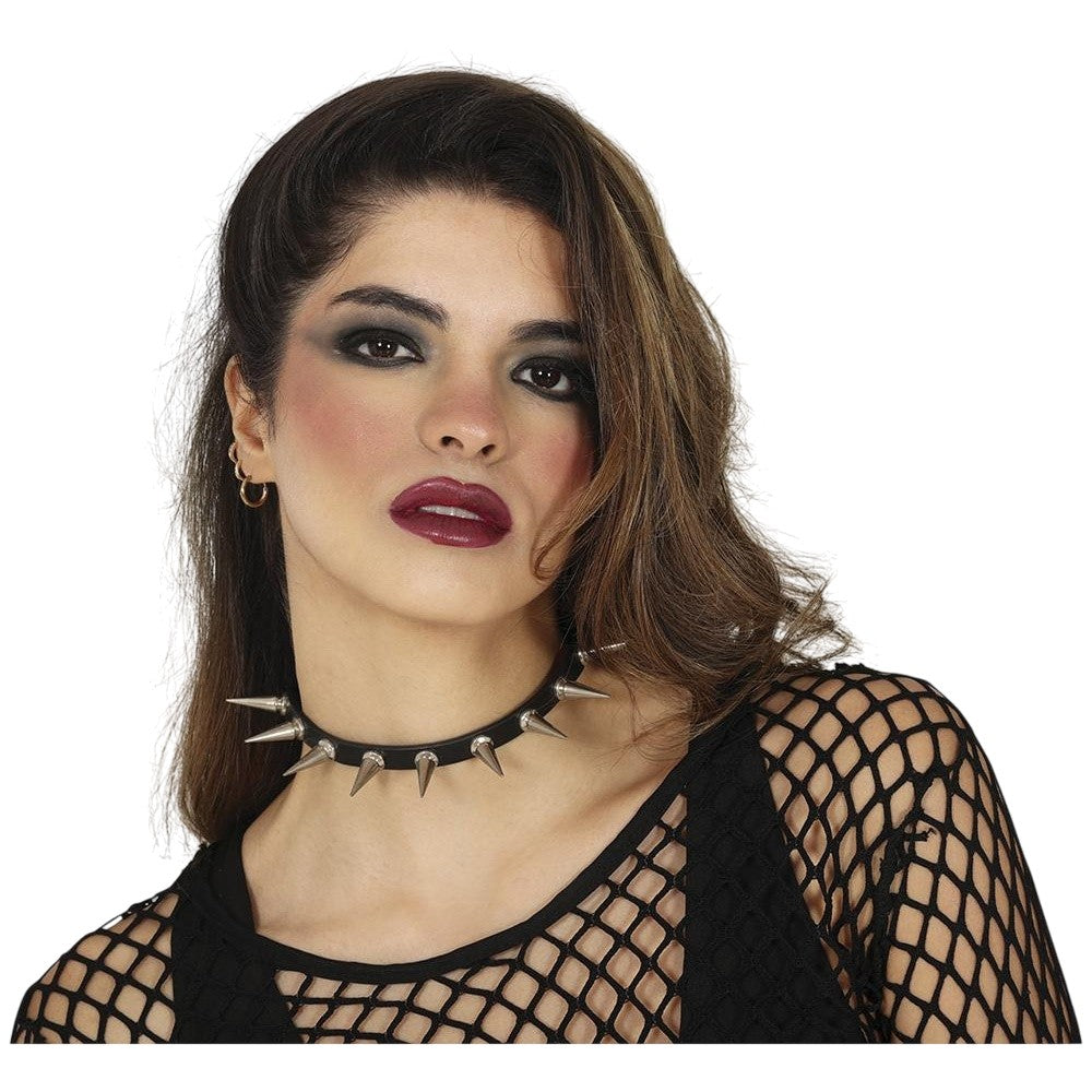 Black-Silver - Back - Fiestas Guirca Punk Faux Leather Student Necklace
