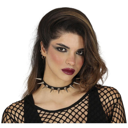 Black-Silver - Side - Fiestas Guirca Punk Faux Leather Student Necklace