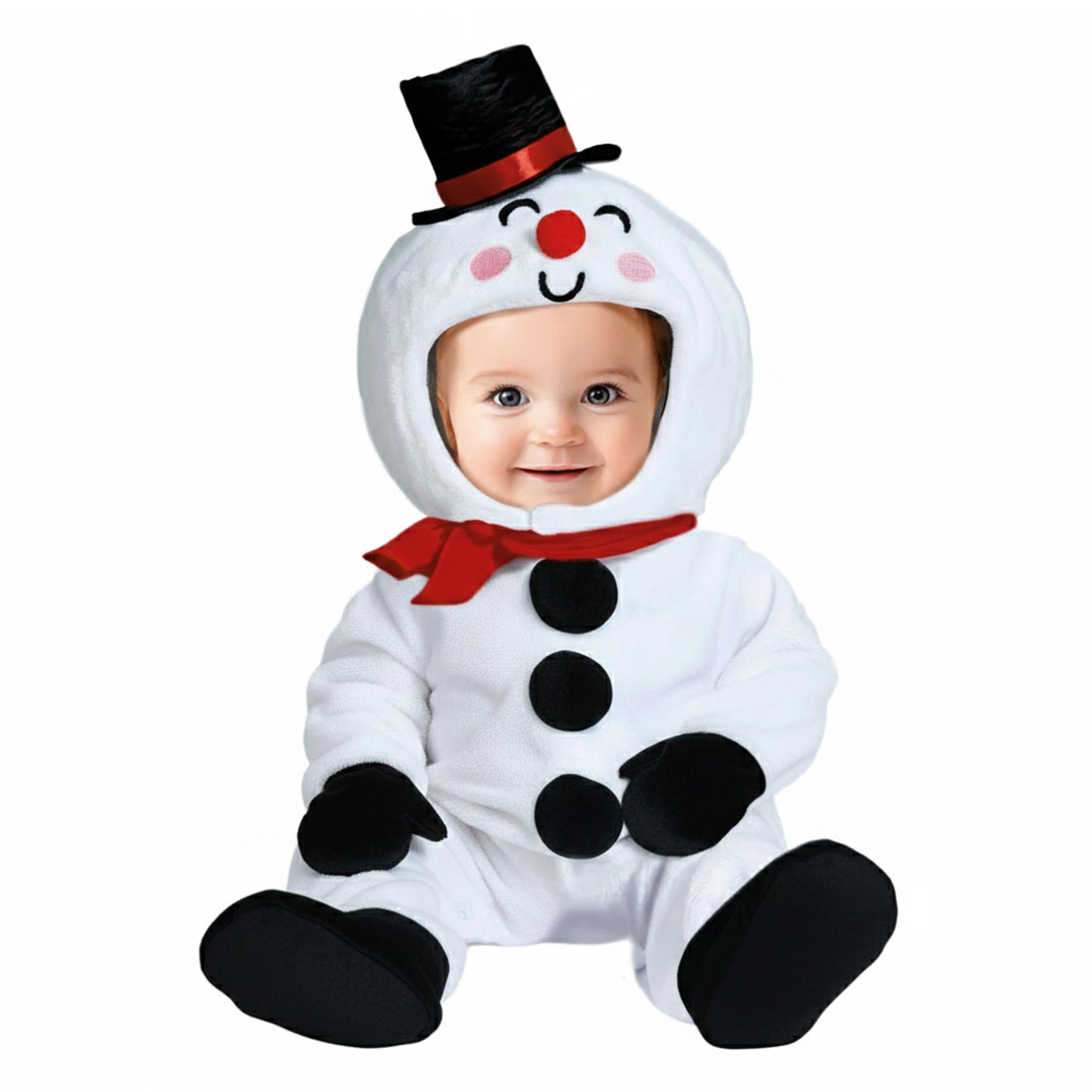 White-Black - Front - Fiestas Guirca Baby Snowman Christmas Costume Set