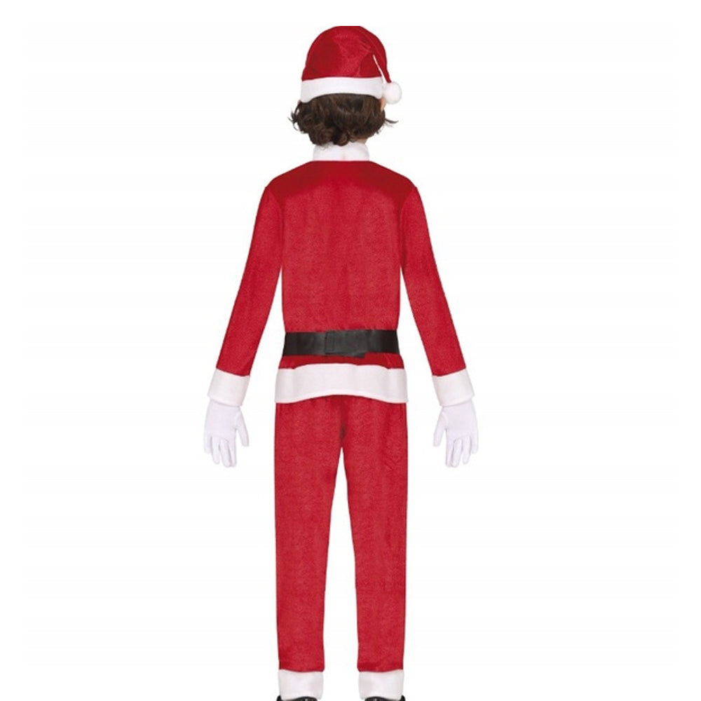 Red-White - Back - Fiestas Guirca Boys Santa Claus Velvet Christmas Costume Set