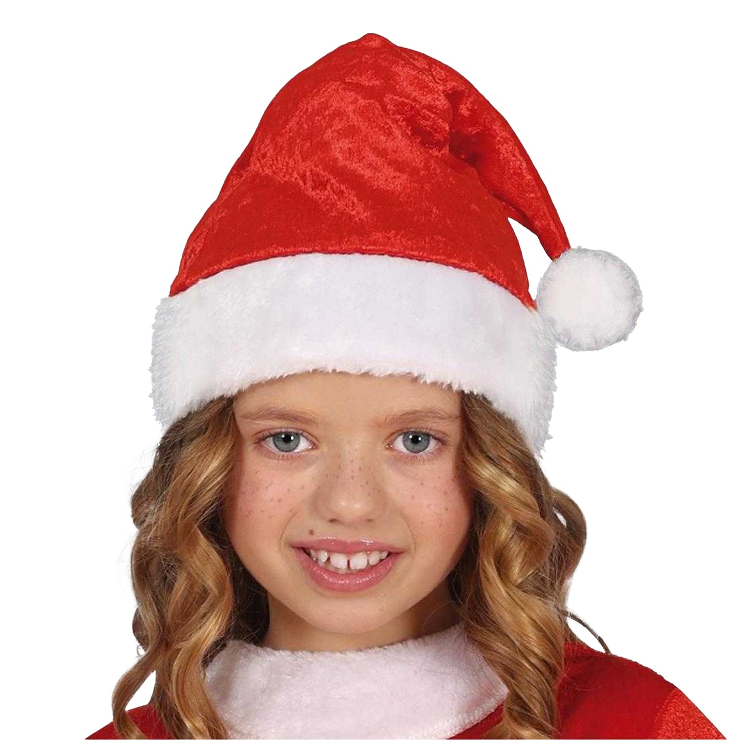 Red-White - Side - Fiestas Guirca Girls Mrs Claus Velvet Christmas Costume Set
