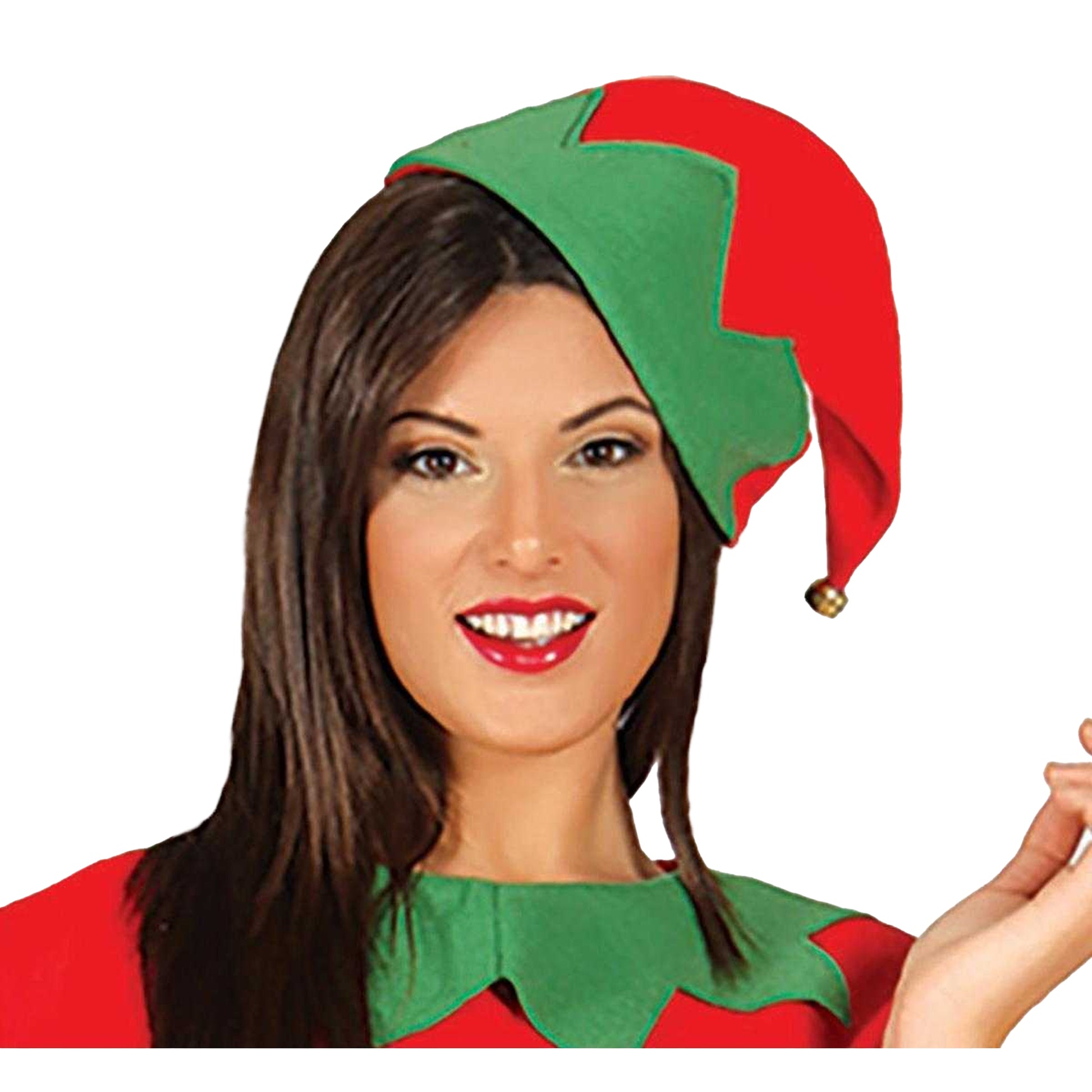 Red-Green - Back - Fiestas Guirca Womens-Ladies Elf Christmas Costume Set