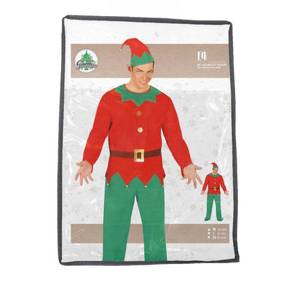 Red-Green - Pack Shot - Fiestas Guirca Mens Elf Christmas Costume Set