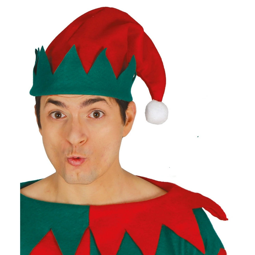 Red-Green - Back - Fiestas Guirca Unisex Adult Elf Christmas Hat