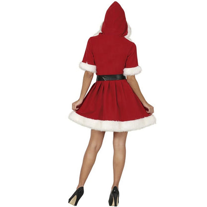 Red-White - Back - Fiestas Guirca Womens-Ladies Mrs Claus Hooded Costume Set