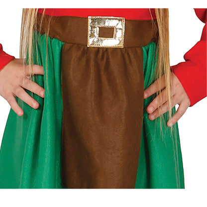 Red-Green - Side - Fiestas Guirca Girls Elf Christmas Costume Set