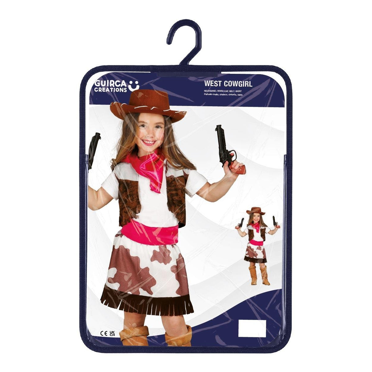Brown-White - Pack Shot - Fiestas Guirca Girls Cowgirl Costume Set