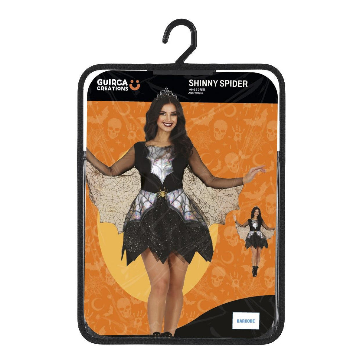 Black - Close up - Fiestas Guirca Womens-Ladies Spider Halloween Costume Set