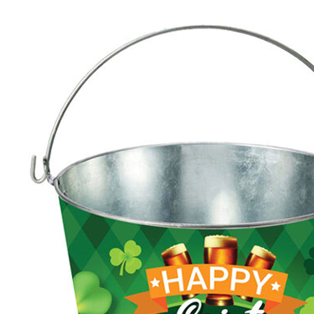 Green - Back - Fiestas Guirca Metal Bucket St Patricks Day Table Decoration