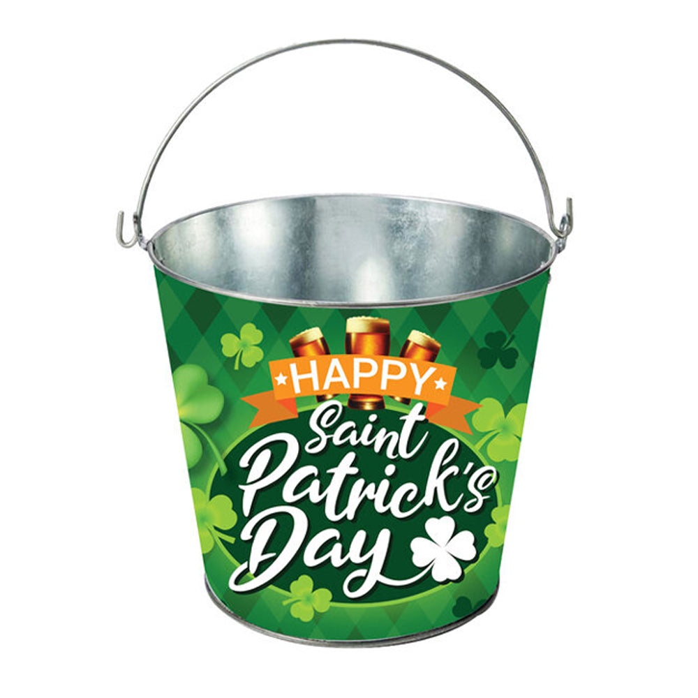 Green - Front - Fiestas Guirca Metal Bucket St Patricks Day Table Decoration