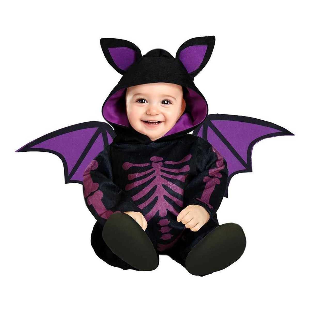 Black-Purple - Pack Shot - Fiestas Guirca Baby Bat Hooded Costume Set