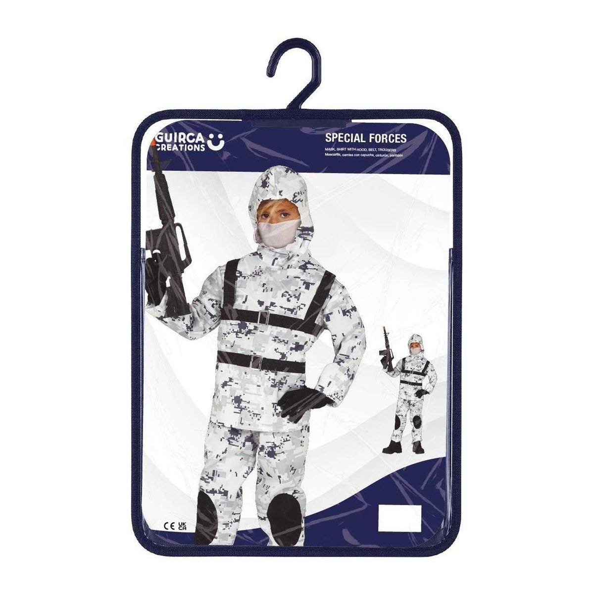 White-Black - Pack Shot - Fiestas Guirca Childrens-Kids Arctic Soldier Costume Set