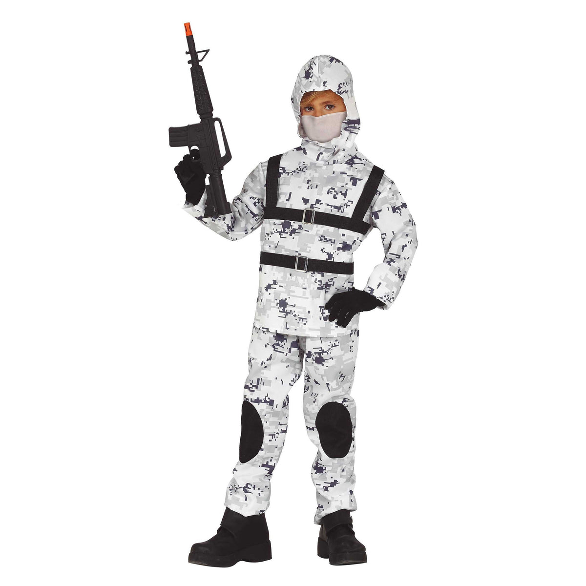 White-Black - Front - Fiestas Guirca Childrens-Kids Arctic Soldier Costume Set