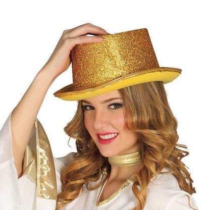 Gold - Pack Shot - Fiestas Guirca Unisex Adult Glitter Top Hat