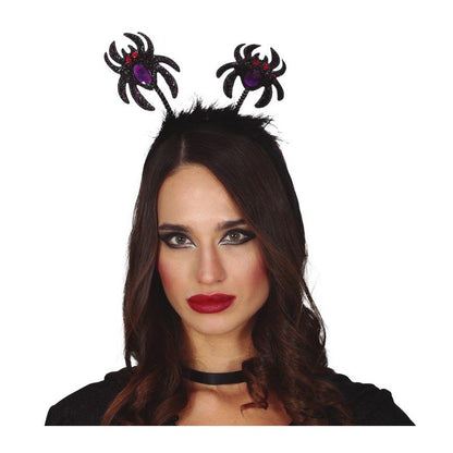 Black - Back - Fiestas Guirca Spider Glitter Halloween Headband