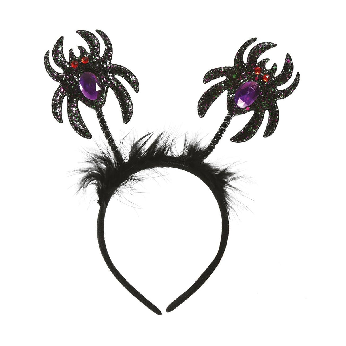 Black - Side - Fiestas Guirca Spider Glitter Halloween Headband