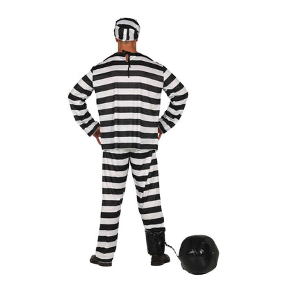 Black-White - Back - Fiestas Guirca Mens Convict Stripes Costume Set