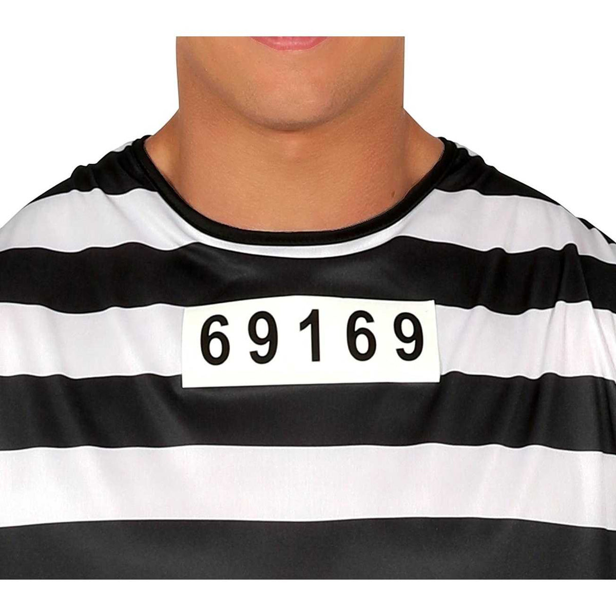 Black-White - Lifestyle - Fiestas Guirca Mens Convict Stripes Costume Set