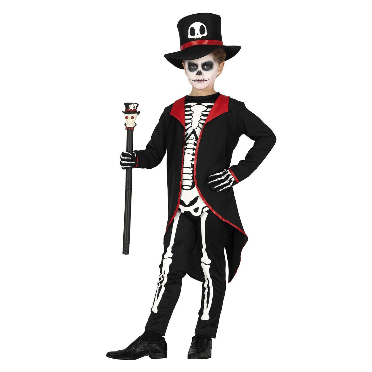 Black-White - Front - Fiestas Guirca Boys Skeleton Costume