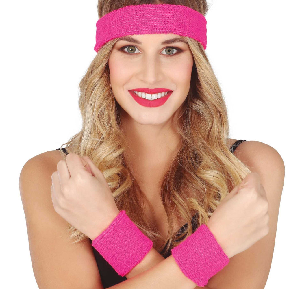 Pink - Side - Fiestas Guirca Terrycloth Plain Accessories Set