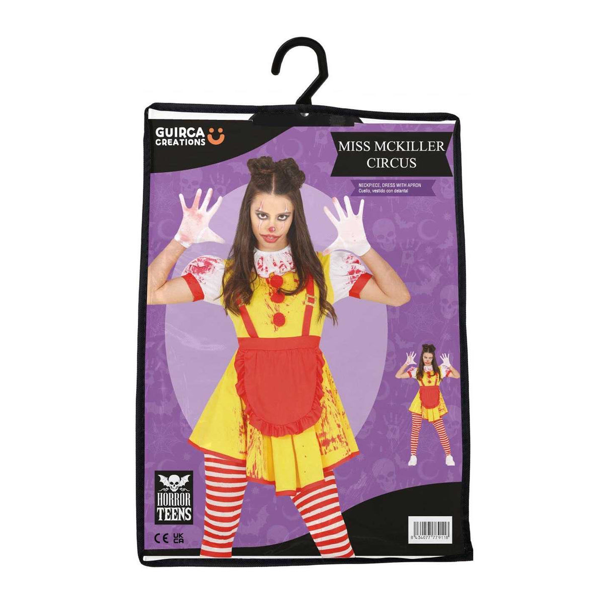 Yellow-Red - Close up - Fiestas Guirca Unisex Adult Killer Clown Halloween Costume