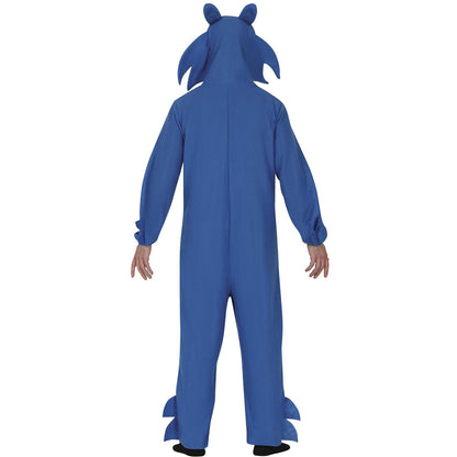 Blue - Back - Fiestas Guirca Mens Hedgehog Hooded Jumpsuit