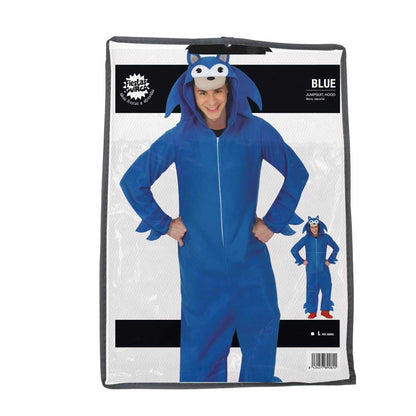 Blue - Pack Shot - Fiestas Guirca Mens Hedgehog Hooded Jumpsuit