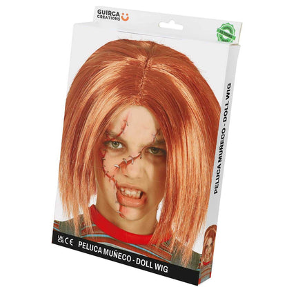 Chestnut - Side - Fiestas Guirca Childrens-Kids Killer Doll Costume Wig