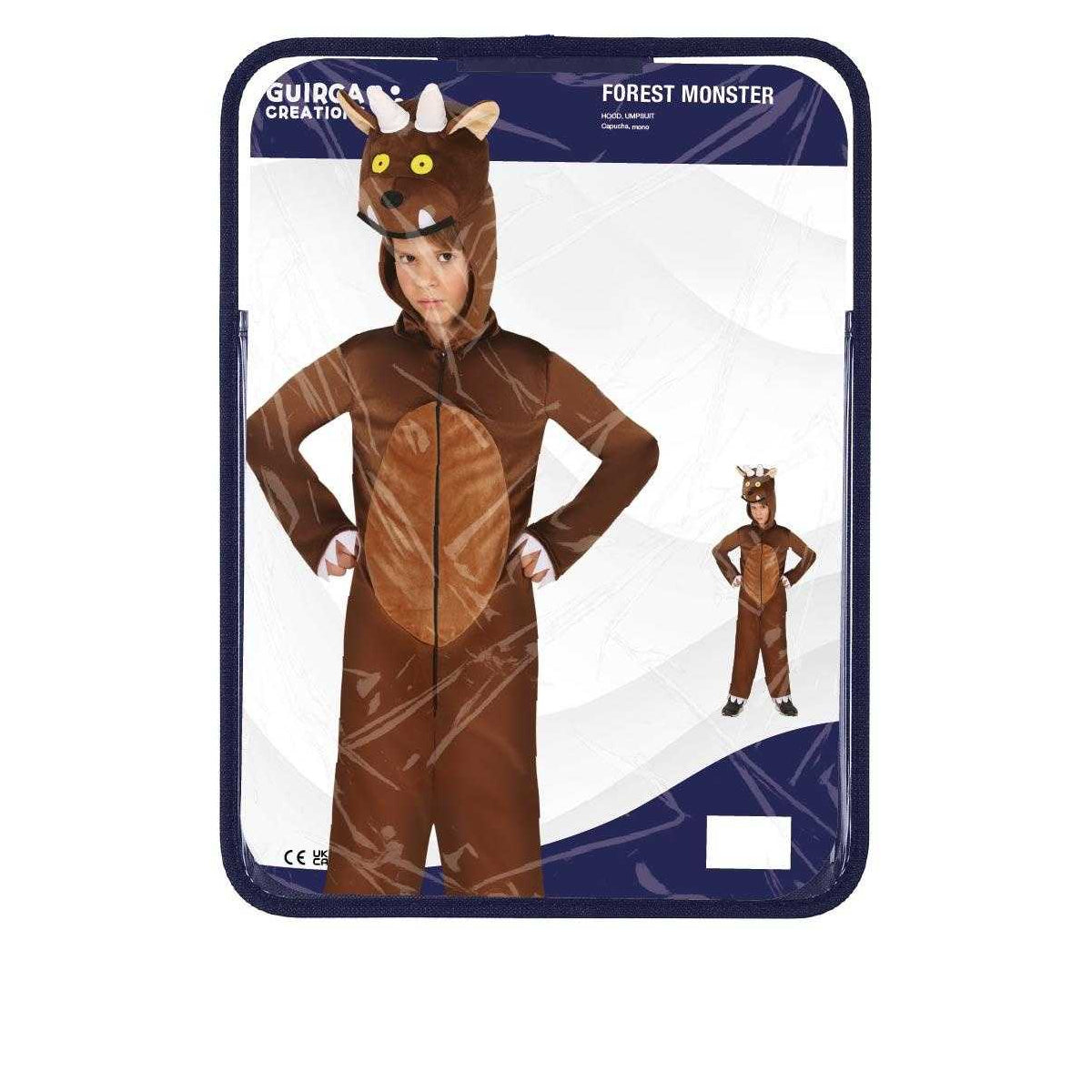 Brown - Close up - Fiestas Guirca Childrens-Kids Monster Hooded Costume