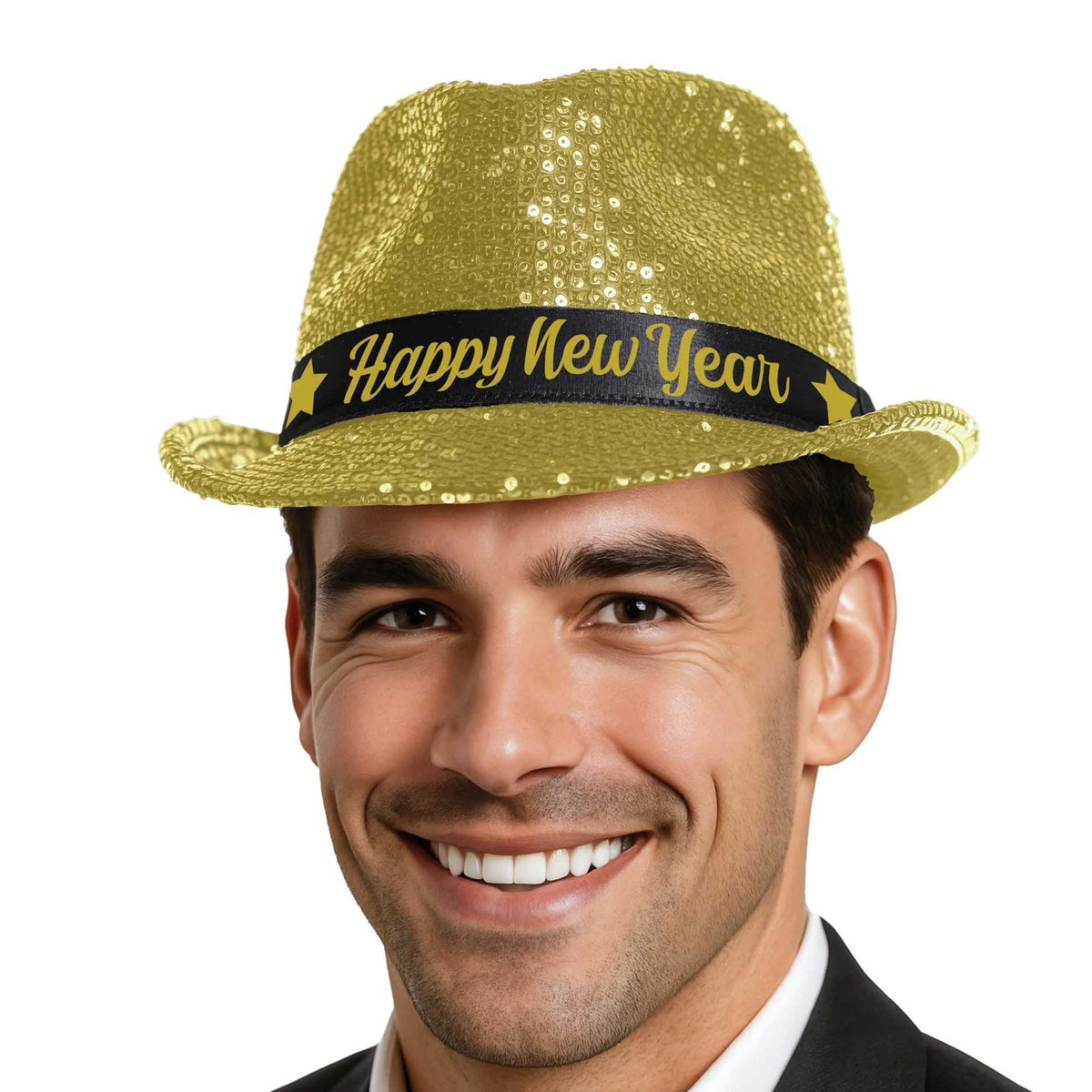 Gold - Front - Fiestas Guirca Gangster Sequins New Year Costume Hat