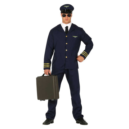 Blue - Front - Fiestas Guirca Mens Pilot Costume Set