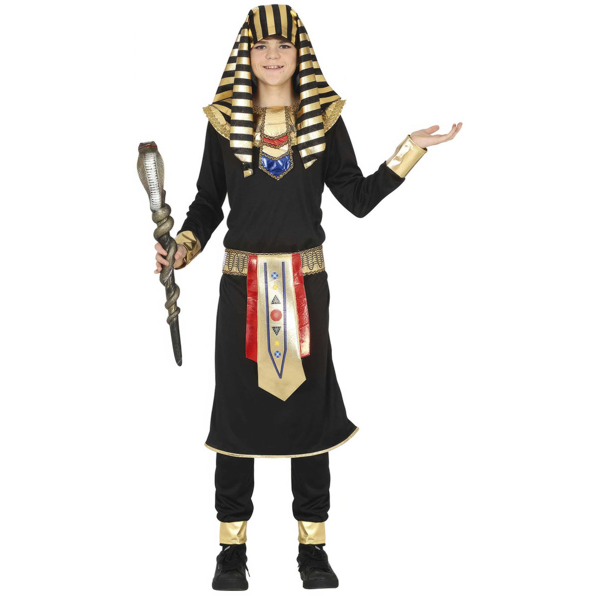 Black-Gold - Front - Fiestas Guirca Teen Boys Egyptian Costume