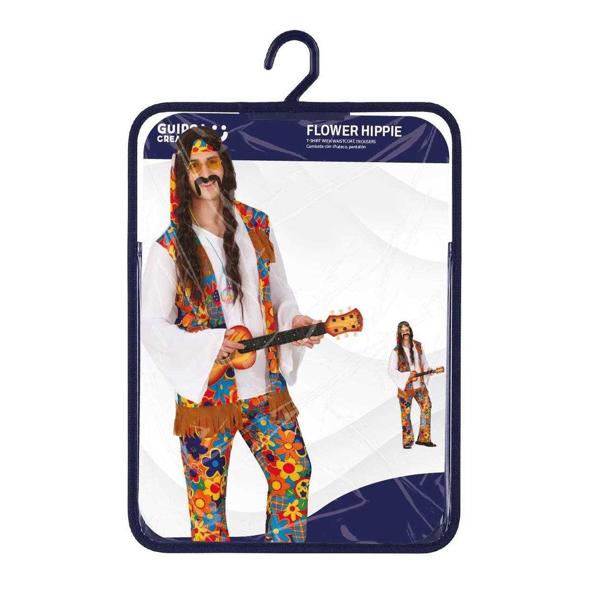 Multicoloured - Close up - Fiestas Guirca Mens Hippie Flower Costume Set