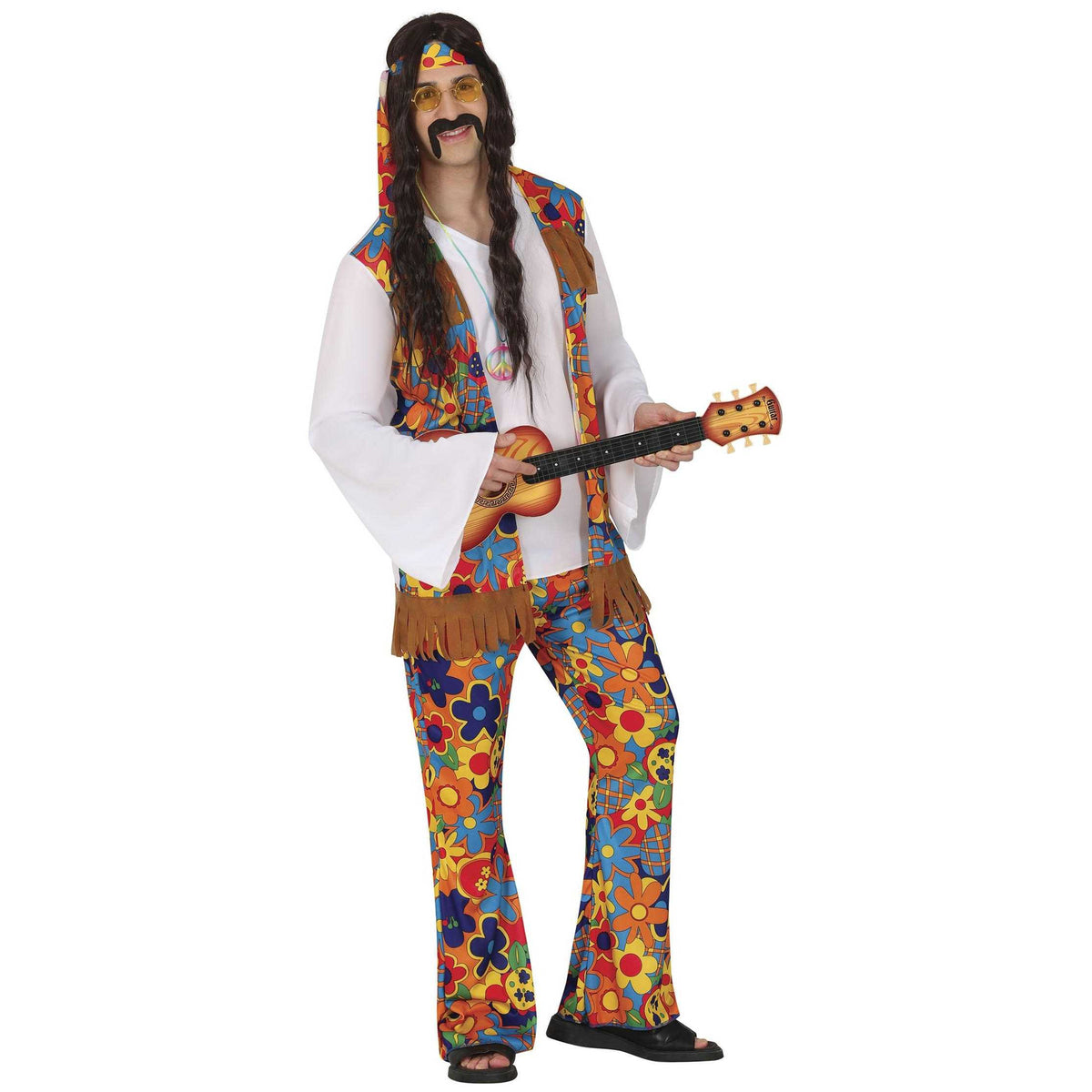 Multicoloured - Front - Fiestas Guirca Mens Hippie Flower Costume Set