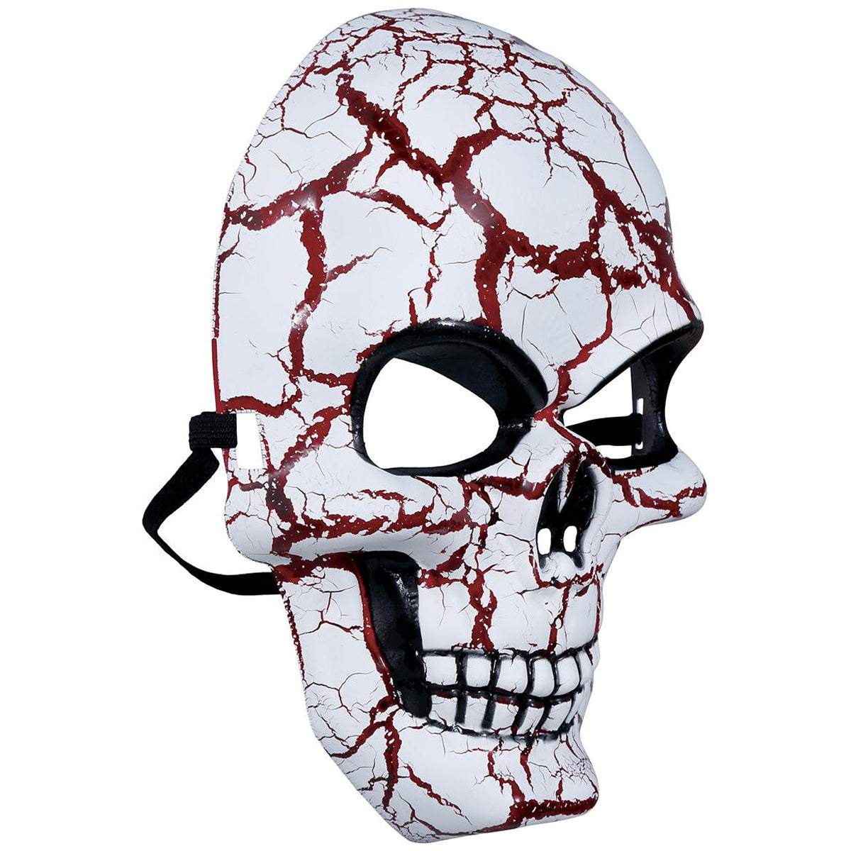 White-Red - Side - Fiestas Guirca Unisex Adult Skull PVC Mask