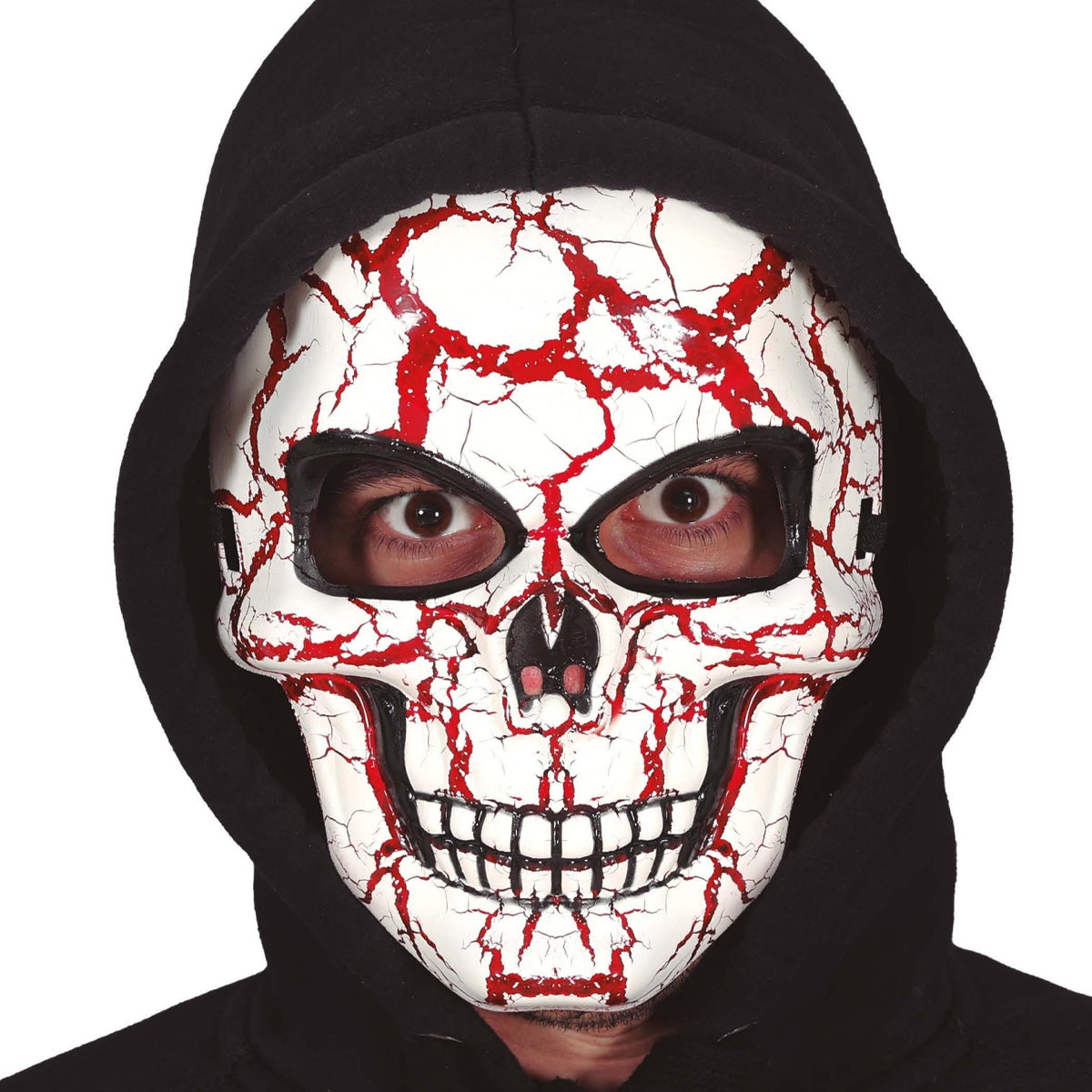 White-Red - Lifestyle - Fiestas Guirca Unisex Adult Skull PVC Mask