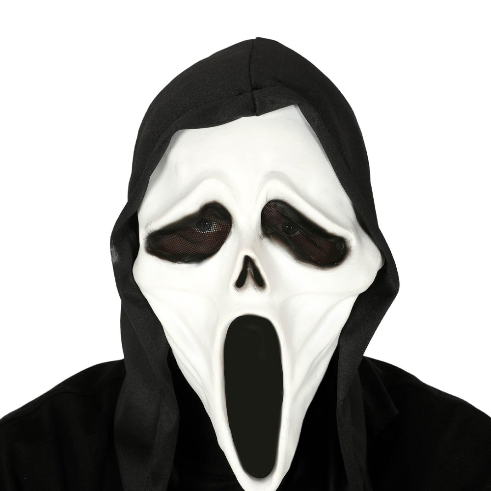 White-Black - Front - Fiestas Guirca Unisex Adult Killer Hooded Vinyl Mask