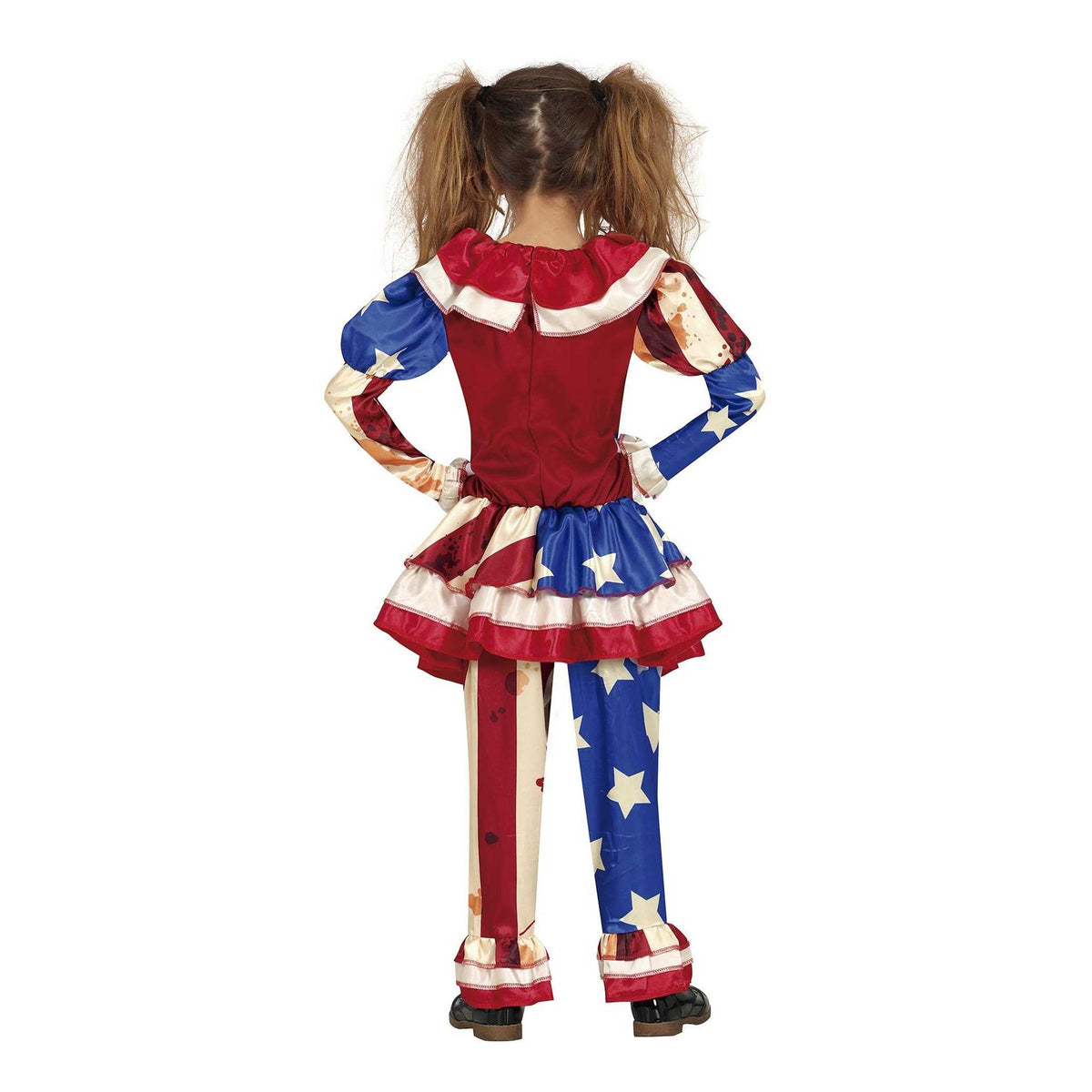 Blue-Red - Back - Fiestas Guirca Girls Patriot Clown Costume Set