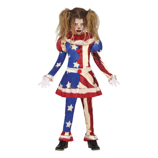 Blue-Red - Front - Fiestas Guirca Girls Patriot Clown Costume Set