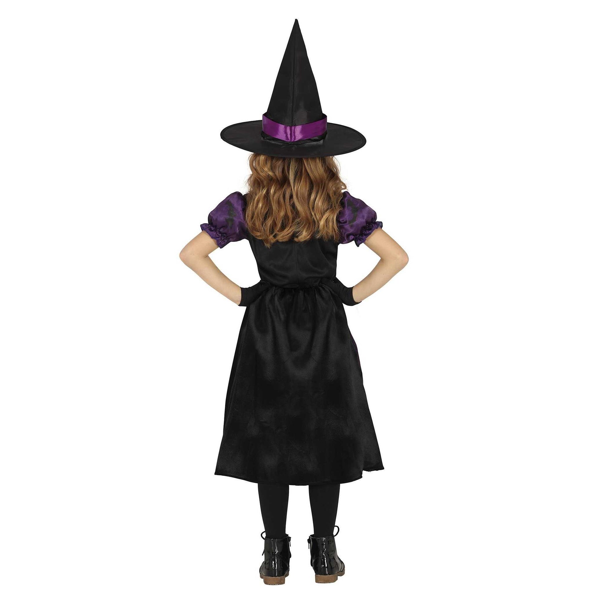 Black-Lilac - Back - Fiestas Guirca Childrens-Kids Witch & Haunted House Costume Set