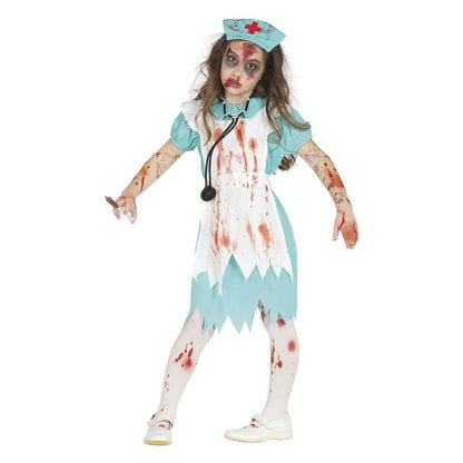 Blue-White - Front - Fiestas Guirca Girls Zombie Nurse Costume Set