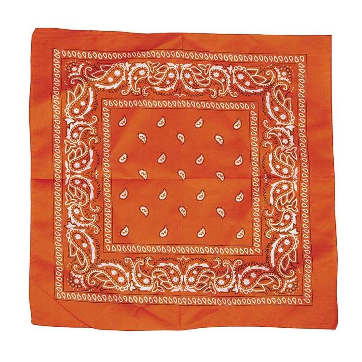 Orange - Back - Fiestas Guirca Denim Patterned Scarf Prop