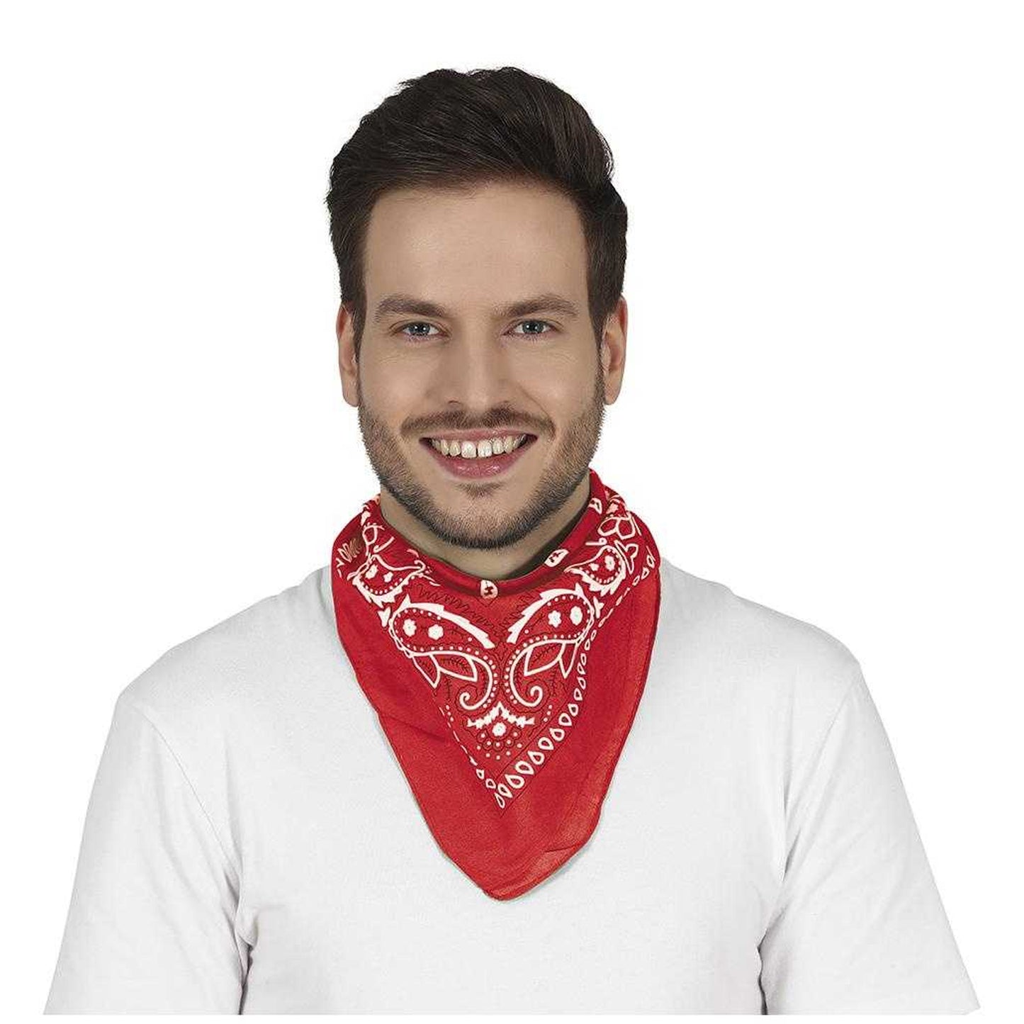 Red - Back - Fiestas Guirca Unisex Adult Denim Cowboy Scarf Prop