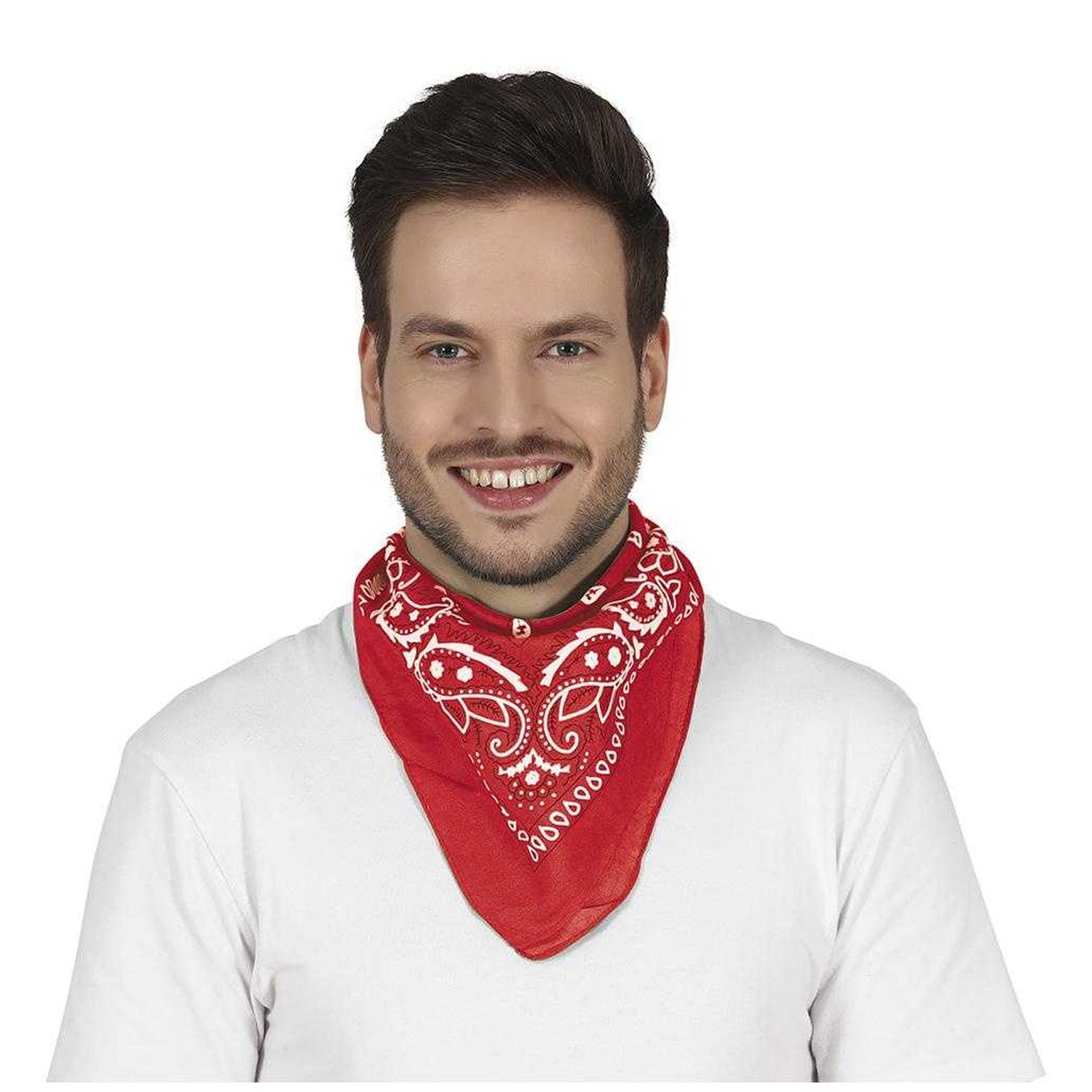 Red - Back - Fiestas Guirca Unisex Adult Denim Cowboy Scarf Prop
