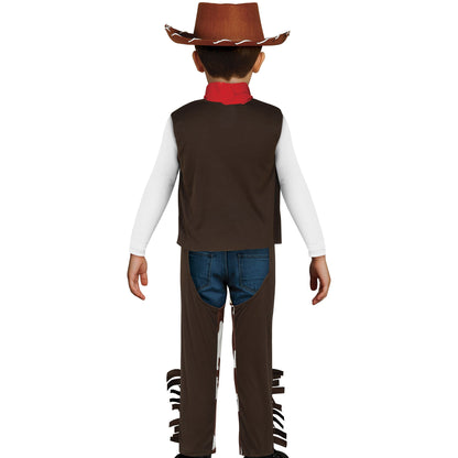 Brown-White - Back - Fiestas Guirca Childrens-Kids Cowboy Costume Set
