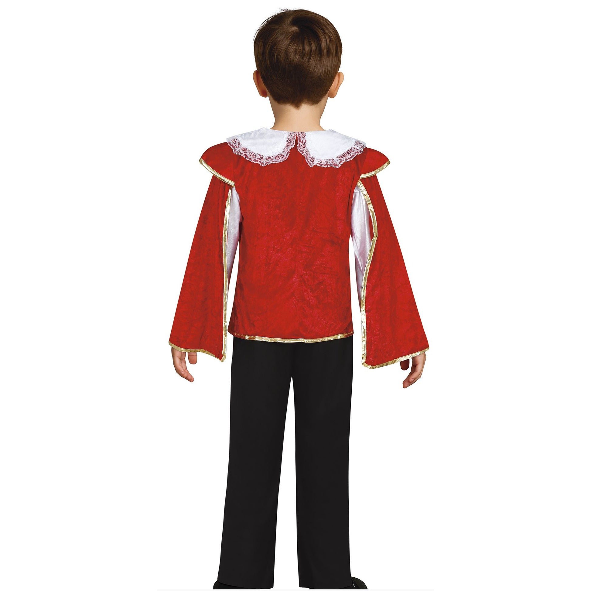 Burgundy-Black - Back - Fiestas Guirca Childrens-Kids Musketeer Costume Set