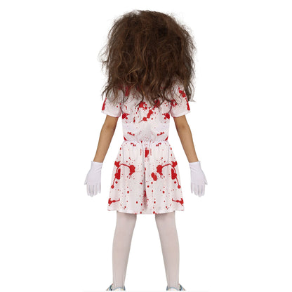 White-Red - Back - Fiestas Guirca Childrens-Kids Bloody Nurse Costume Set