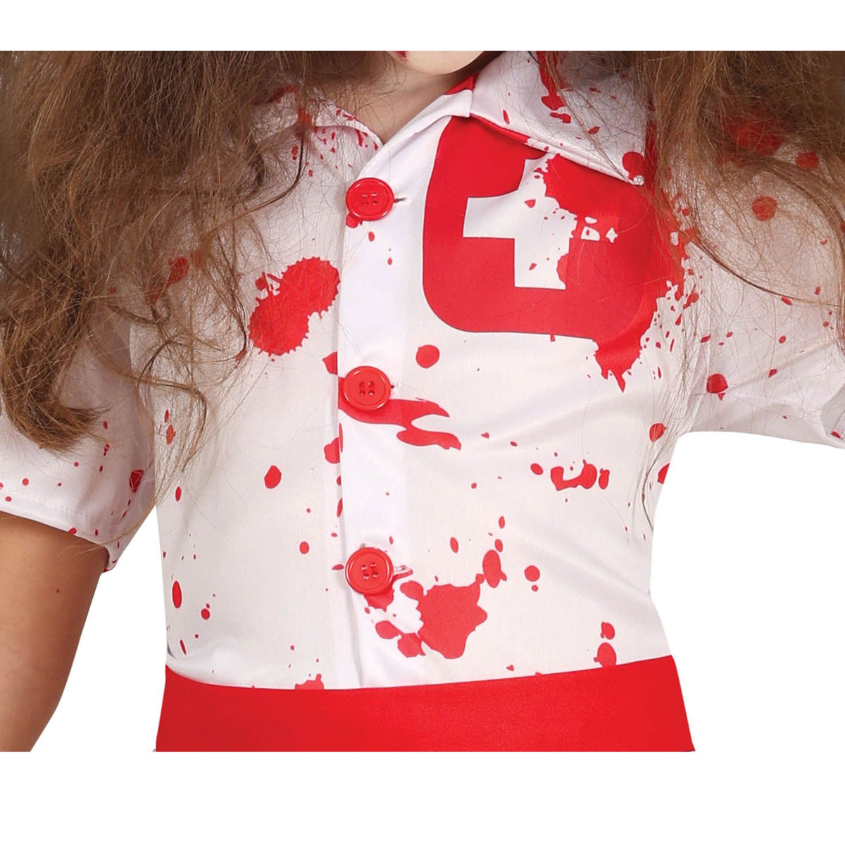 White-Red - Side - Fiestas Guirca Childrens-Kids Bloody Nurse Costume Set