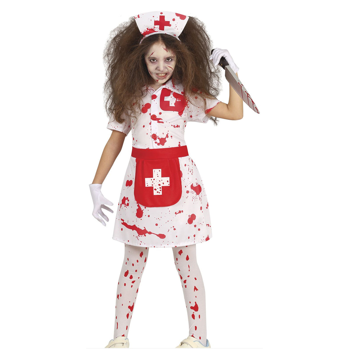 White-Red - Front - Fiestas Guirca Childrens-Kids Bloody Nurse Costume Set